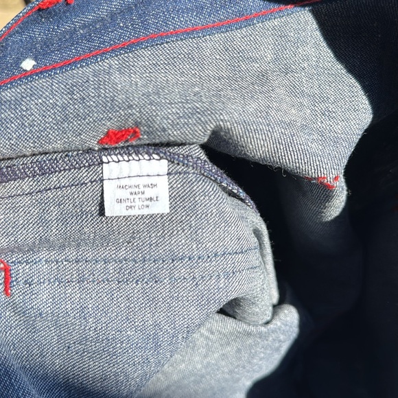 NOS Deadstock 1960s Unisex Flare Jeans Capers Low Rise Blue Denim Talon Zipper - Picture 5 of 9